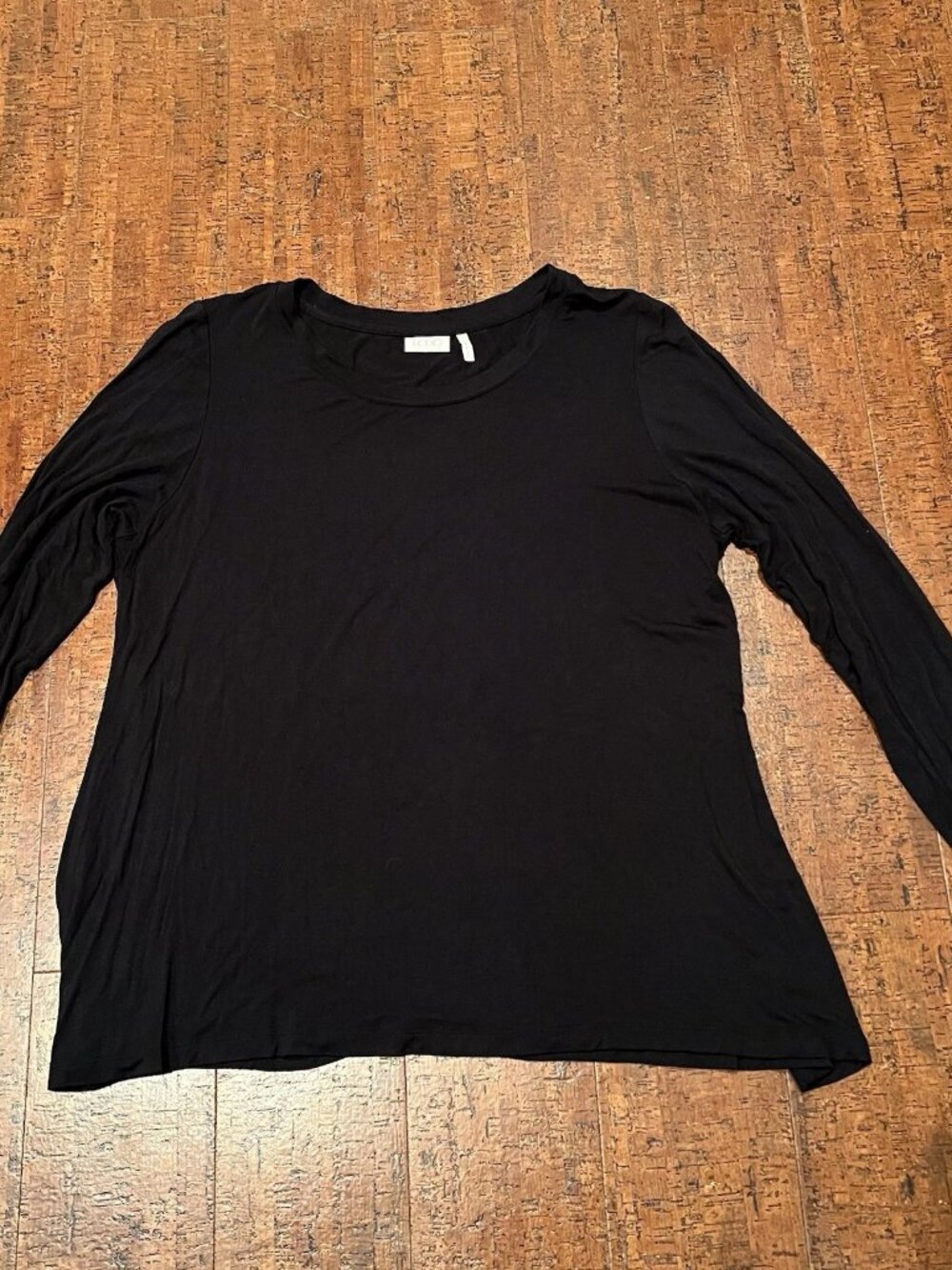 LOGO by Lori Goldstein Women’s Large Solid Black Long Sleeve Top Stretch Rayon